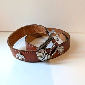 Levi's Full Grain Leather Totem Thunderbird Lizard Bullhead Native Hardware Belt